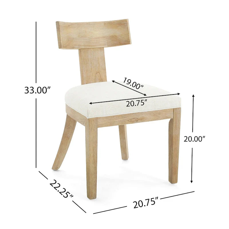 Sedia da Pranzo Imbottita con Schienale a Doghe in Tessuto e Legno di Gomma (Set di 2)