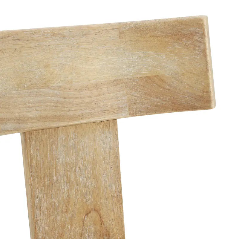 Sedia da Pranzo Imbottita con Schienale a Doghe in Tessuto e Legno di Gomma (Set di 2)