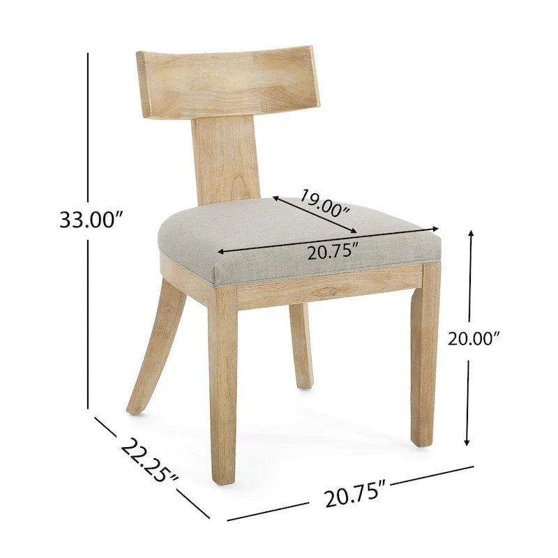 Sedia da Pranzo Imbottita con Schienale a Doghe in Tessuto e Legno di Gomma (Set di 2)