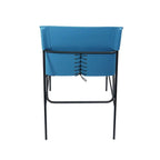 Sedia da pranzo minimalista in pelle con cuciture decorative, colore blu